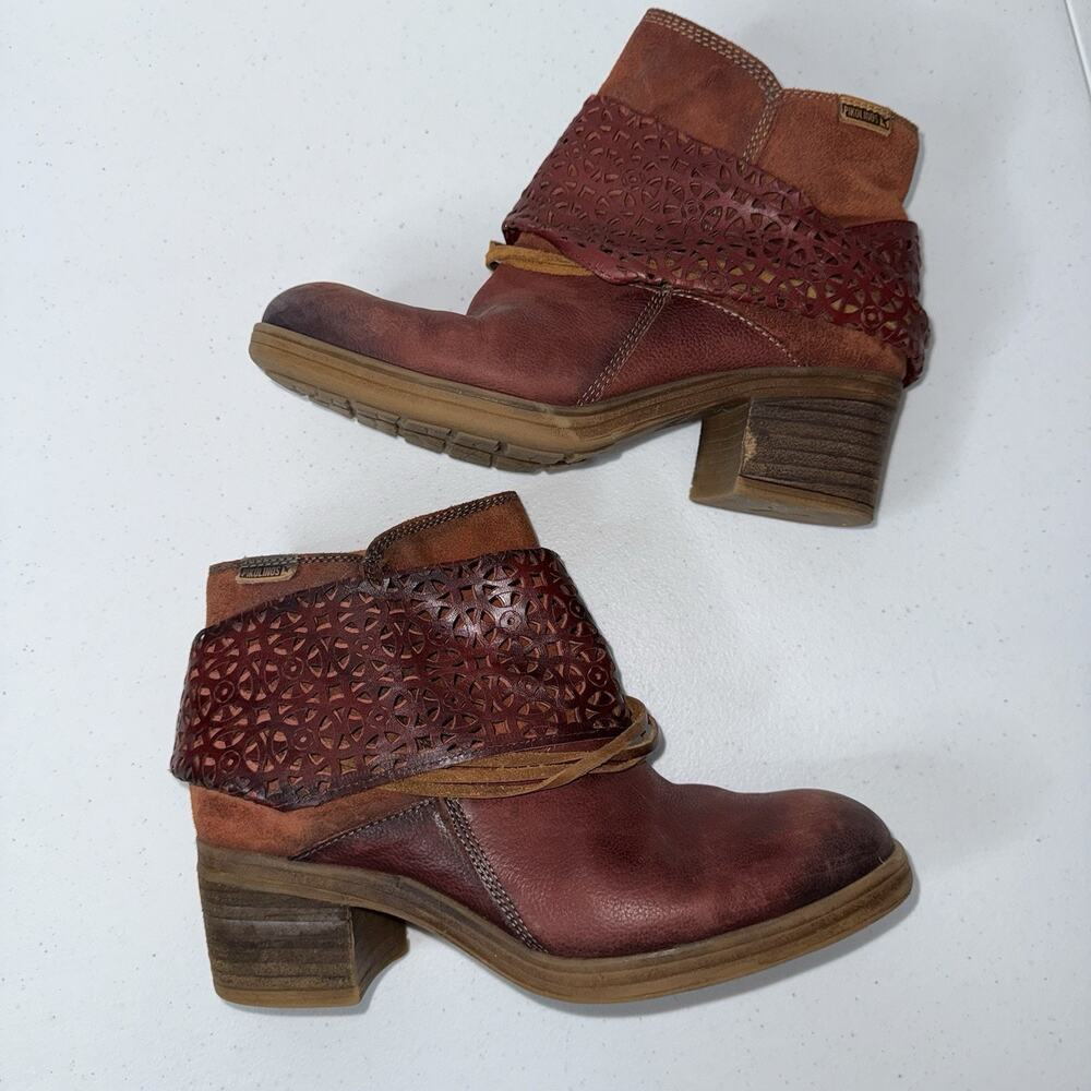 Pikolinos Women’s Lyon Ankle Boot Burgundy Red Leather Size 37